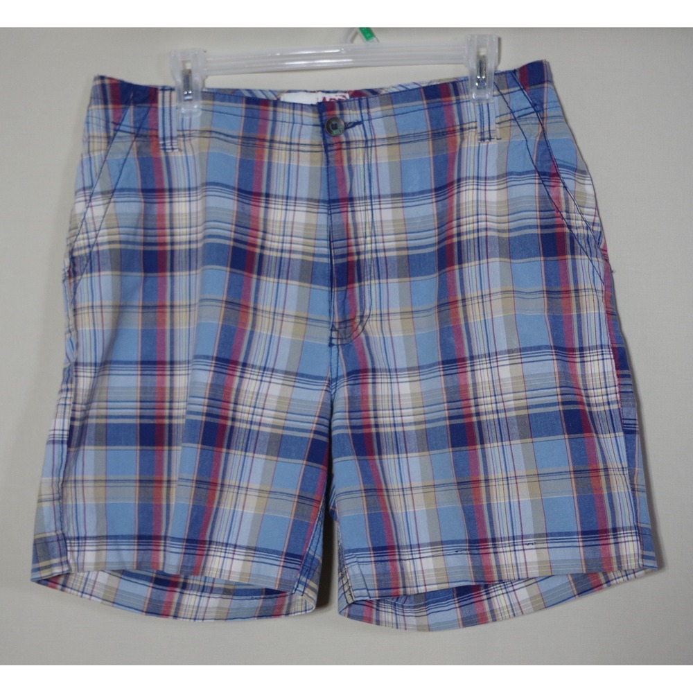 Aeropostale A87 Men's Size 36 Blue Red Plaid Flat Front Casual Shorts 000A987